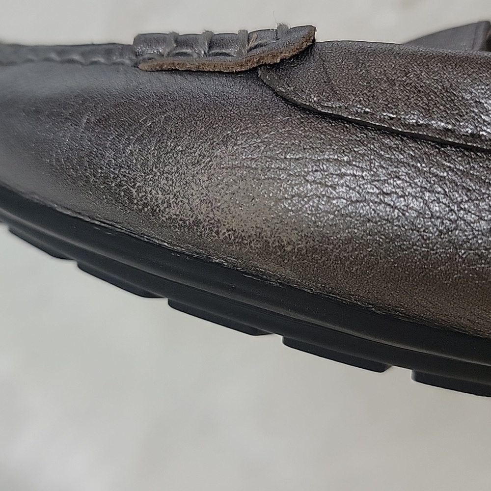 COACH Penny Metallic Gunmetal Pebble Leather Preppy Classic Penny Loafers‎ 9.5 - Picture 10 of 11